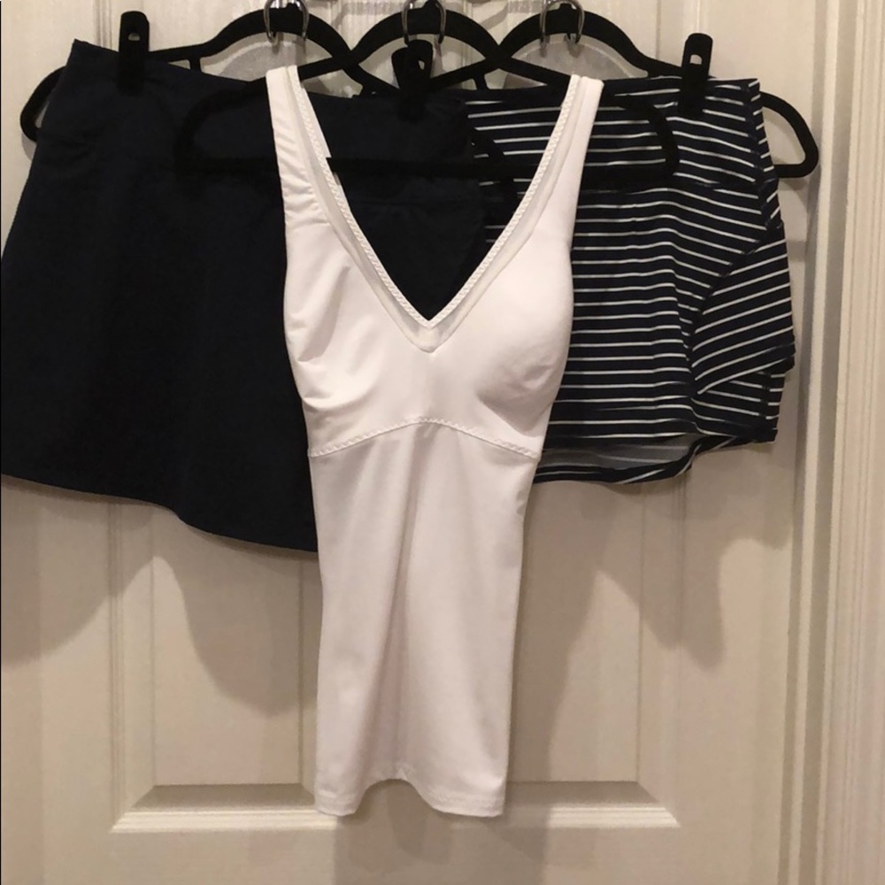 Two tennis skirts and a top.